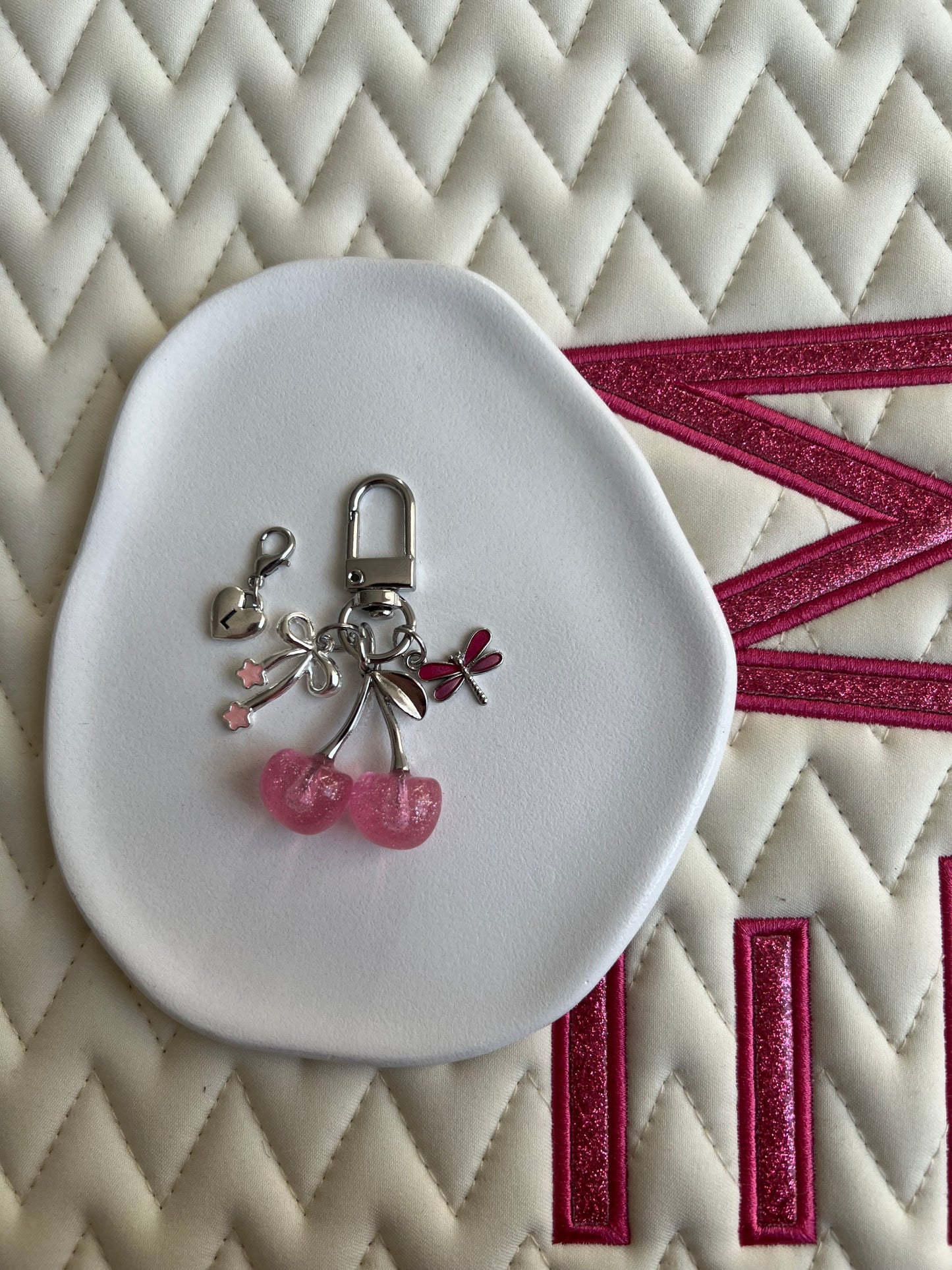 🐴✨ Nouvelle collection CERISE argent & rose avec personnalisation 1 lettre ✨🍒