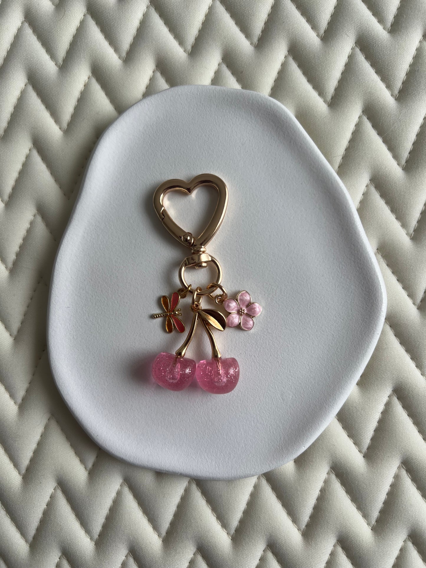 🍒 Bijou pour licol : Rose pailleté & or 💖