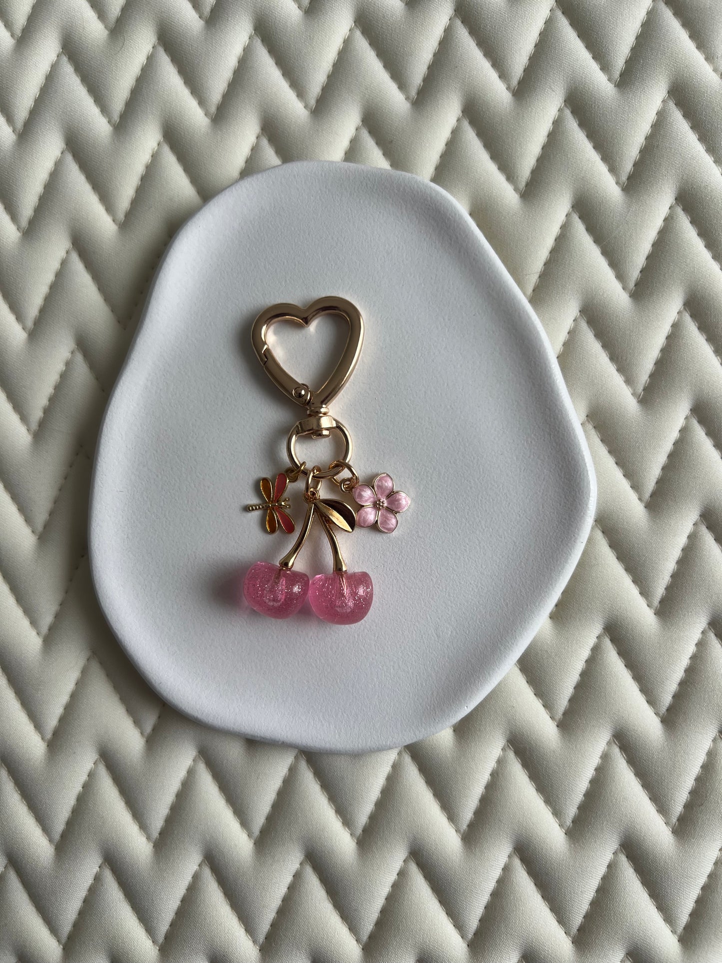 🍒 Bijou pour licol : Rose pailleté & or 💖