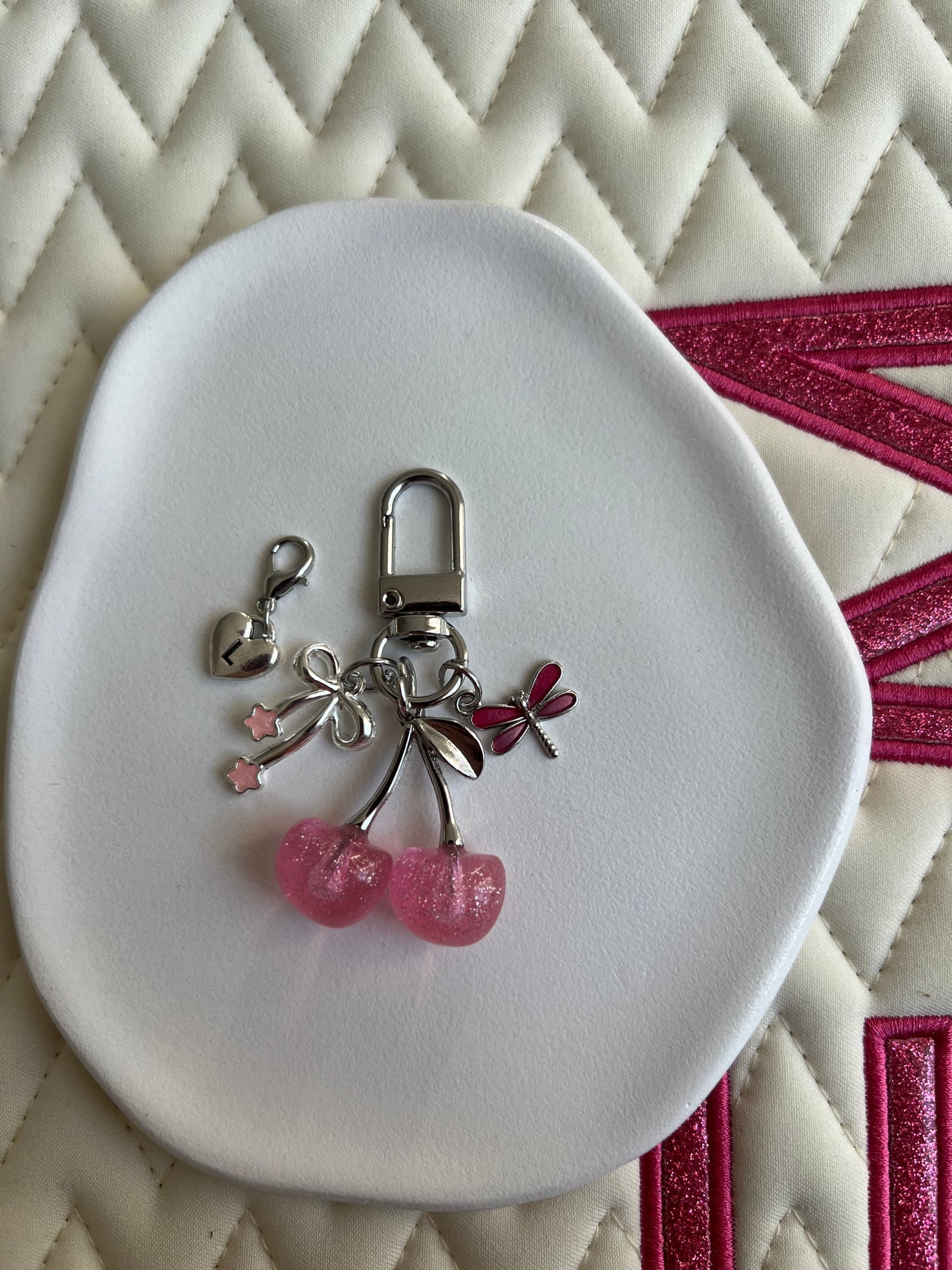 🐴✨ Nouvelle collection CERISE argent & rose avec personnalisation 1 lettre ✨🍒