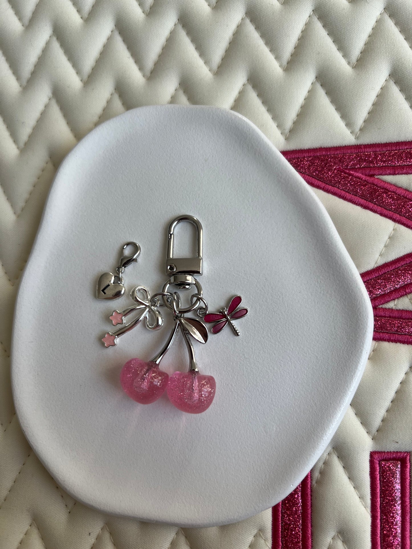 🐴✨ Nouvelle collection CERISE argent & rose avec personnalisation 1 lettre ✨🍒